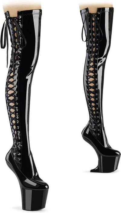 Pleaser - CRAZE-3050 Plateau Overknee Laarzen - US 6 - 36 Shoes - Zwart