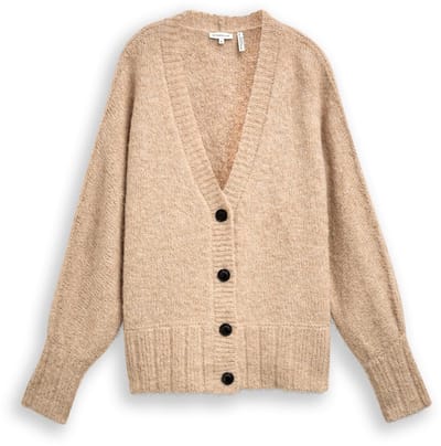 Tom Tailor - Oversized vest met wol - Maat XL - sand stone beige melange
