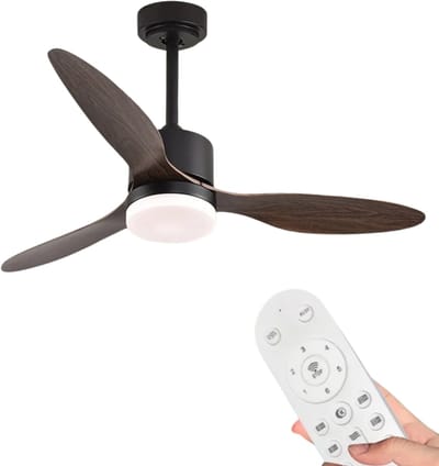 Bovista Plafondventilator - Met Verlichting - Plafond Ventilator - Met Lamp - Plafonniere Met Ventilator - Met Licht - Donker Hout - 105cm