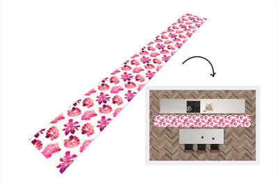 Keukenloper - Keukenmat - Bloemen - Roze - Patroon - 400x50 cm - Keuken vloerkleed