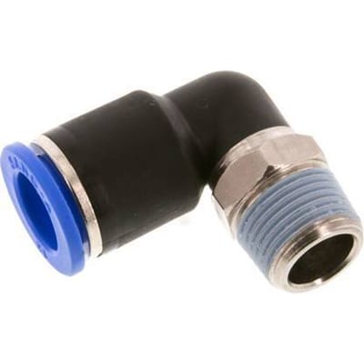 12mm x R3/8'' 90 graden L-verbinding Messing/PA 66 Insteekfitting Buitendraad Kort Draaibaar NBR [2 Stuks]