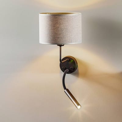 Nowodvorski Lighting Wandlamp Hotel Plus met leeslampje, grijs