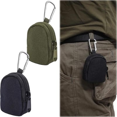 Set van 2 Nylon Muntentassen met Rits - Handige Mini Purse voor Snacks en Outdoor Activiteiten in Zwart en Groen