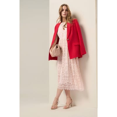 Oltre Cotton Blend Lace Midi Dress Pink Size: 46 | Midi Dresses Outlet | Dames | Roze