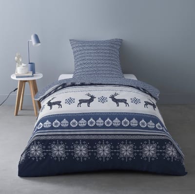 Better Night - Luxe Polar Fleece Dekbedovertrek Fenris Blue - 1persoons - 140x200 - warm - Kerst/winter - Blauw
