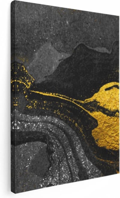 Artaza Canvas Schilderij Marmer Goud - 30x40 cm - Klein - Muurdecoratie Abstract - Wanddecoratie Woonkamer - Kamer Accessoires