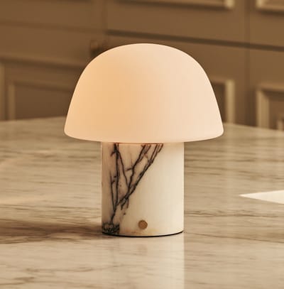 Tavellio Maes Draadloze Tafellamp – H24 – Lilac Marmer en Glas – Tot 100 uur