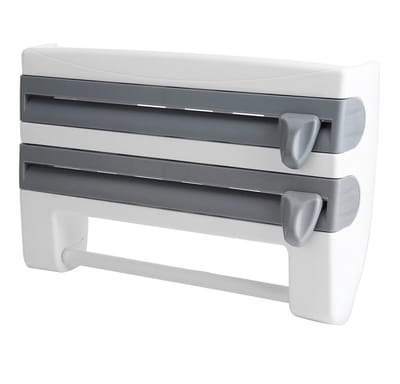 Dailygoods- Wandrolhouder multifunctioneel - Keukenrolhouder - Foliesnijder - Papieren handdoekhouder - Wandmontage - Geschikt voor rollen tot 28 cm