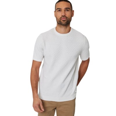 Threadbare Heren Textured Rib Knit Regular T-shirt (Ecru)
