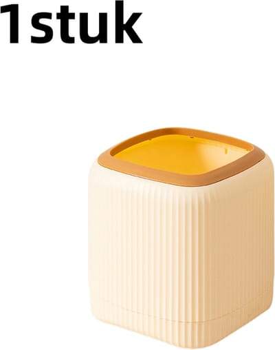 1 stuk - Prullenbak - Mini Prullenbak - Desktop Prullenbak - Mini Desktop zonder deksel voor kantoor thuis - Geel