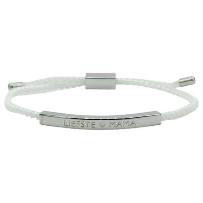 Armband voor moeder - Gegraveerd met 'LIEFSTE MAMA' - Cadeau voor Moederdag/Verjaardag - Kleur Zilver & Wit