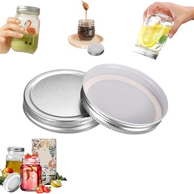 2 stuks - Mason Jar Afsluitdeksels - 70mm Zilver - Mason Jar Afsluitdeksels - Blikken Deksels - Mason Jar Deksels - Blikken Pot Deksels Lekvrij