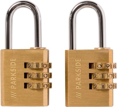 Parkside - combination padlocks - 2 cijfersloten - hangsloten - bagageslot - solide brass rvs