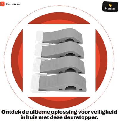 Dailygoods- Deurstoppers 4-Pack - TPR Rubber Wedge - Deurstopper - Deurwig - Veiligheid voor Kinderen - Grijs/Wit - 124x39x25 mm