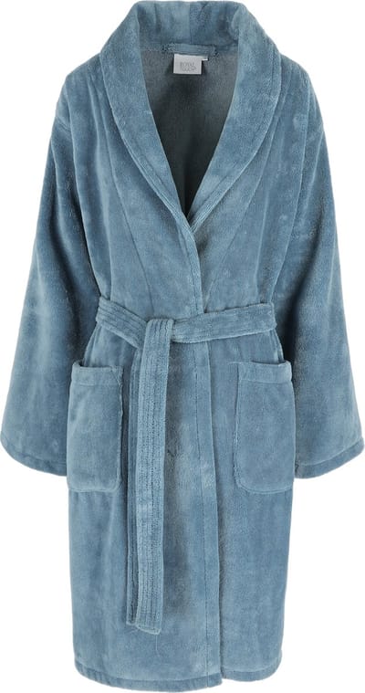 Casilin - Badjas Teddy voor Dames en Heren - Maat L - Voor Volwassen - Met riem - Badstof, Fleece, Katoen - Absorberend - Wasmachinebestendig - Jeans, Blauw