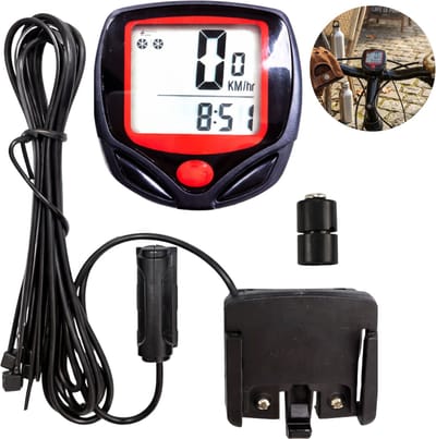Lomera Fietscomputer - Kilometerteller Fiets - Fiets Teller - Fietscomputer met 15 Functies - Fietscomputer Groot Scherm - Fietscomputer Zwart - Digitale Fietscomputer - Fietscomputer Snelheid Meter - Fietscomputer Odometer
