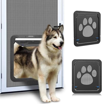 Oneay Huisdierluik met hor en magnetische sluiting – Afsluitbaar honden- en kattenluik 35x30x1,2 cm – Binnendeur model, 1 stuk