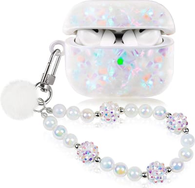 Gestoeld AirPods 3 Hoesje met Parels en Sleutelhanger - Schattig en Beschermend