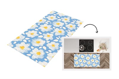 Keukenloper - Loper keuken - Meiden - Bloemen - Blauw - Patronen - 120x60 cm - Keukenloper vinyl