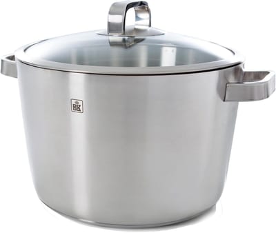 BK Conical Glass Kookpan 24cm - 6L - Zonder PFAS-vrije antikleeflaag - Inductie kookpan - RVS kookpan - Ovenbestendig tot 230°C - Met glazen deksel - Zilver