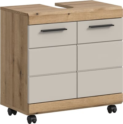 Wastafelkast op wielen - Moderne badkameropbergoplossing in Evoak Oak - 60x60x34cm