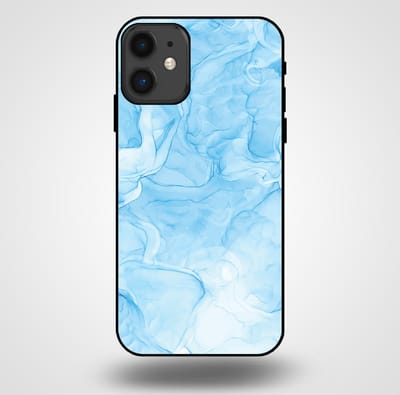 Smartphonica Telefoonhoesje voor iPhone 11 met marmer opdruk - TPU backcover case marble design - Lichtblauw geschikt voor iPhone 11