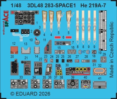 Eduard Modelbouwdecoratie - 3DL48283 Sp - Accessoires Set voor Heinkel He 219 A-7 - Photo-etch