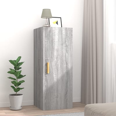 vidaXL - Wandkast - 34,5x34x90 - cm - bewerkt - hout - grijs - sonoma - eikenkleurig