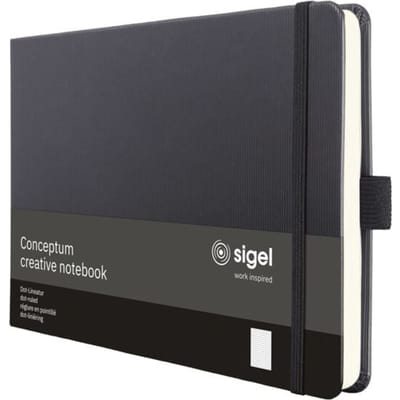 Sigel CO205 Notitieboek Conceptum Hardcover DIN A5 liggend Dotted (punten) Zwart 66 vellen Microperforatie