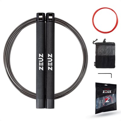 ZEUZ Professioneel Springtouw voor CrossFit & Fitness – Verstelbaar – Speed Rope – Volwassenen – Zwart