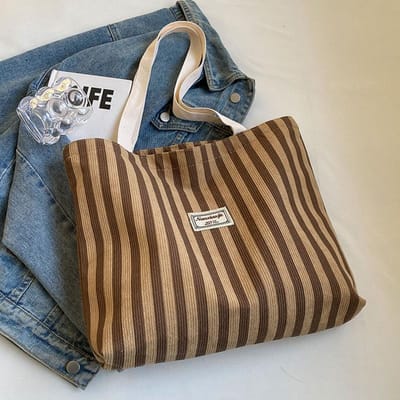 Canvas Tas voor Middelbare School Studenten Vrouwelijke Commuter Tote Bag Vrouwelijk Ins Japans Meisje Enkele Schouder Handtas Vrouwelijk brown