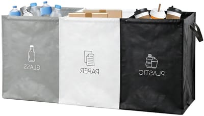Efficiënt Afval Scheiden: 3-Weg Systeem voor Plastic, Glas en Papier, Ideaal voor Keuken, Opslagruimtes en Kamperen