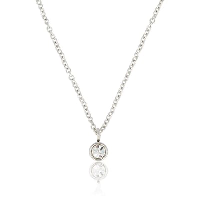 My Bendel - Zilverkleurige Ketting met Kristal Zirkonia Steentje - Zilverkleurige Ketting met Zirkonia Kristal - Verkleurt Niet - met Luxe Cadeauverpakking | Sieraden Voor Dames