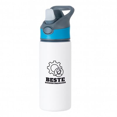 Hacebo® - Beste accountmanager waterfles met rietje blauw - Beste accountmanager - collega - welkom - afscheid - water fles - 650ML