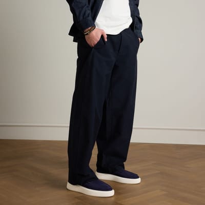 Manfield - Heren - Donkerblauwe suède loafers - Maat 42
