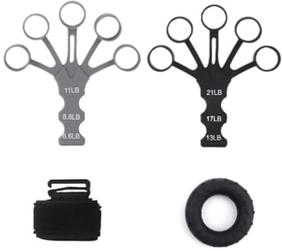 Siliconen Vingertrainer met Instelbare Weerstand - 2 Stuks Grip Trainer voor Krachttraining en Herstel