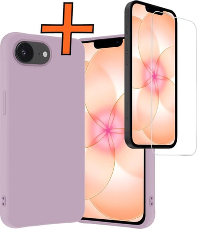 Hoes - Met Screenprotector - Geschikt voor Apple iPhone 17e - Sterk & Shockproof - Back Cover - Siliconen Case - Telefoon Hoes - Lila