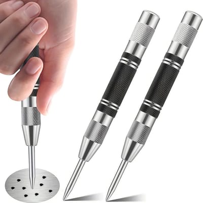 Centerpons - Centerpunt - 2 Stuks - Automatisch centerpons - Center punch - Voor Metaal - Hout - Glas - Eenvoudige Dieptecontrole - Compact en Draagbaar