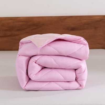 Snoozella ComfyBed Duo 140x200 - Bloesom Roze - Dekbed zonder overtrek - Wasbaar hoesloos dekbed - 30 nachten proefslapen - All season winterdekbed & zomerdekbed