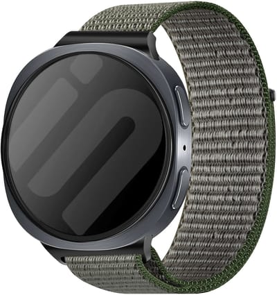 Strap-it Stoffen nylon bandje met klittenbandsluiting geschikt voor Samsung Galaxy Watch 9 (40/44mm) / Watch 8 (40/44mm) / 8 Classic (46mm) - olijfgroen