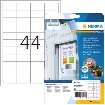 HERMA Special - Weather-proof self-adhesive removable matte labels - weiß - 48,3 x 25,4 mm 880 Etikett(en) (20 Bogen x 44) (4572)