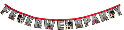 Tib Letter Banner 'feuerwehrparty' 155 Cm Pvc Rood/zilver