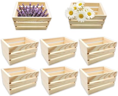 doe-het-zelf houten manden, set van 6, 12,5 x 8,8 x 7 cm, voor fruit, bloemen, sieraden en opslag