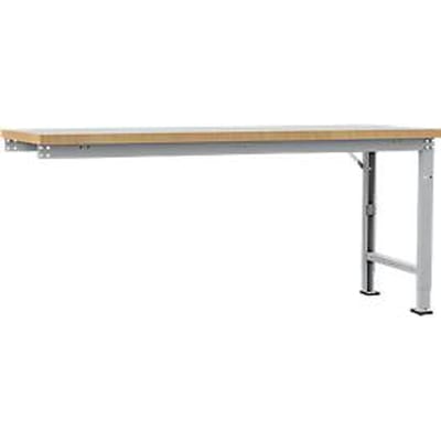 Manuflex aanbouw-werkbank Profi speciaal, tafelblad kunststof, 2000 x 700 mm, aluminium zilver