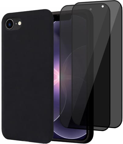 Hoesje geschikt voor iPhone 17e - 2x Privacy Screenprotector Volledig Dekkend Glas - Mat Back Case Zwart