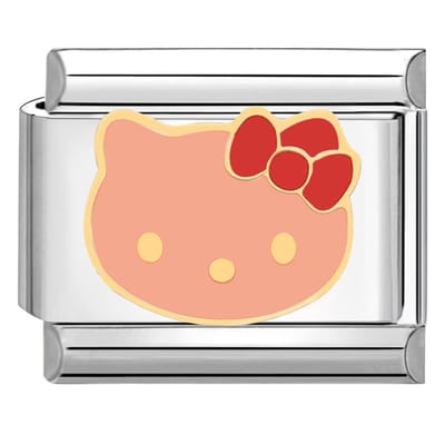 Quiges - Schakel - Bedel - 9mm - charms - Kleurrijk - Roze - Hello Kitty - Geschikt voor - armband - Schakelarmband - italy bedels armband