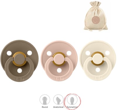 BIBS fopspenen symmetrisch - maat 1 (0-6 maanden) - dark oak, blush, ivory