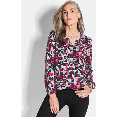 Jersey shirt in elegante blouselook - roze / gedess. - Gr. 42 van Goldner Fashion