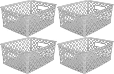 5Five Opbergmand/box van kunststof - 4x - grijs - 19 x 25 x 10 cm - 4 liter