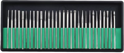 Dailygoods- Rotary Burr 30 Stuks - Diamant Gecoat - Schachtdiameter 2,35 mm - Schachtlengte 46 mm - Voor Fijn Detailwerk - Geschikt voor Hout/Metaal/Glas - Boorset